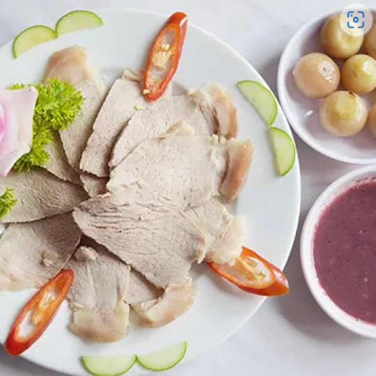 Thịt luộc + cà pháo mắm tôm