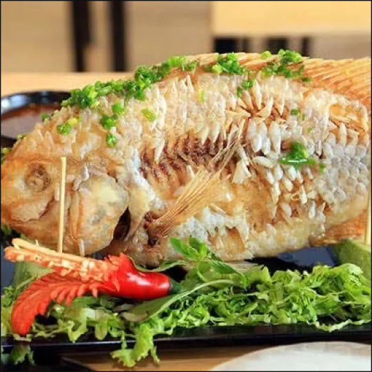 Cá diêu Hồng chiên nguyên con nhỏ