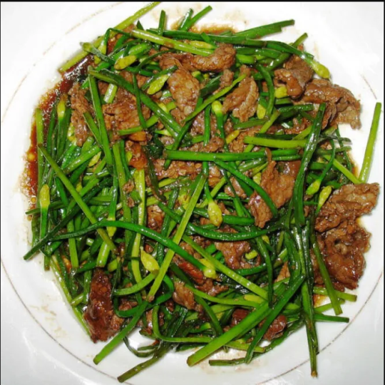 bò xào bông hành