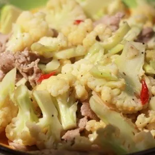 bông cải xào ba rọi